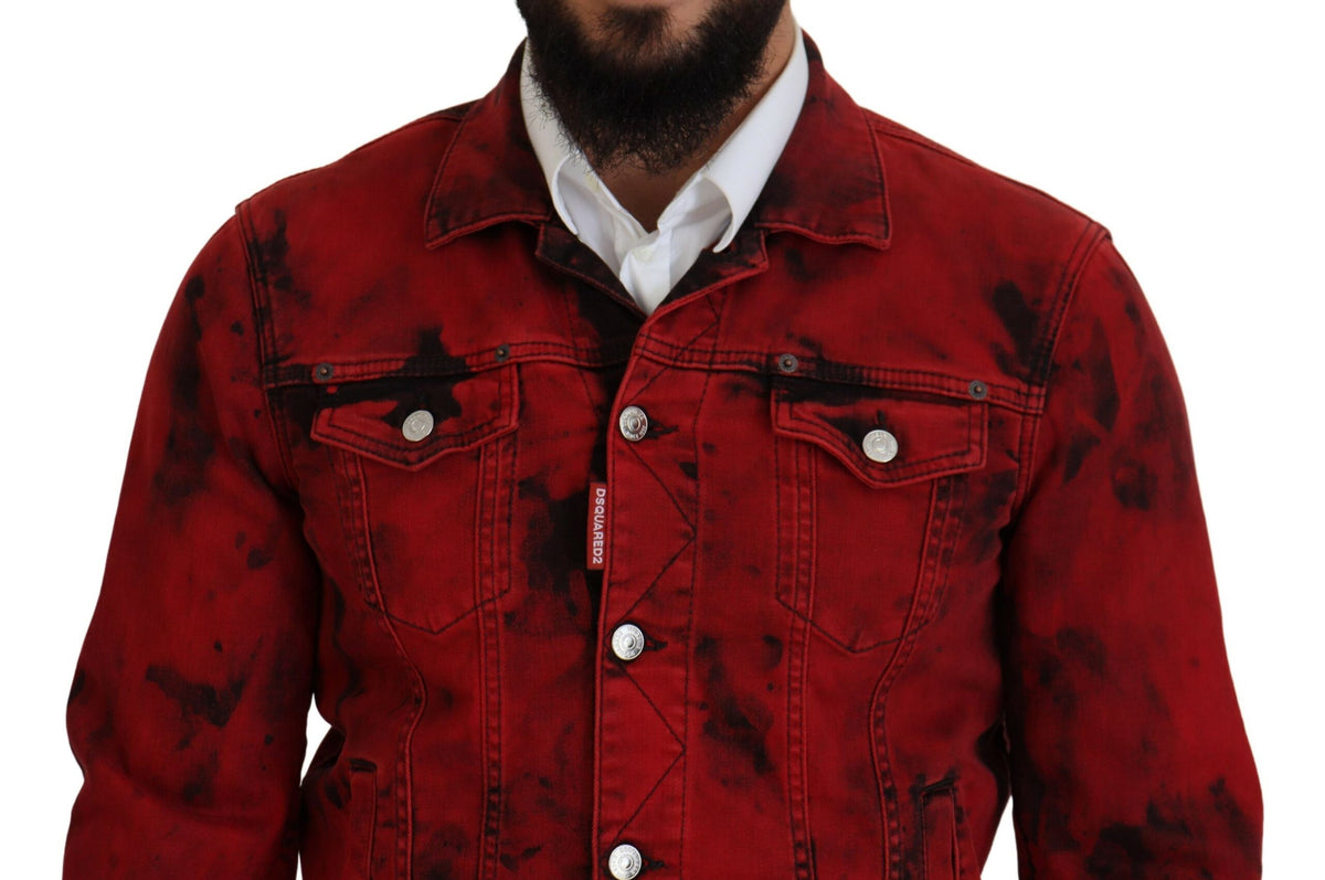 Chaqueta vaquera con cuello teñido anudado en rojo y negro para hombre de Dsquared²