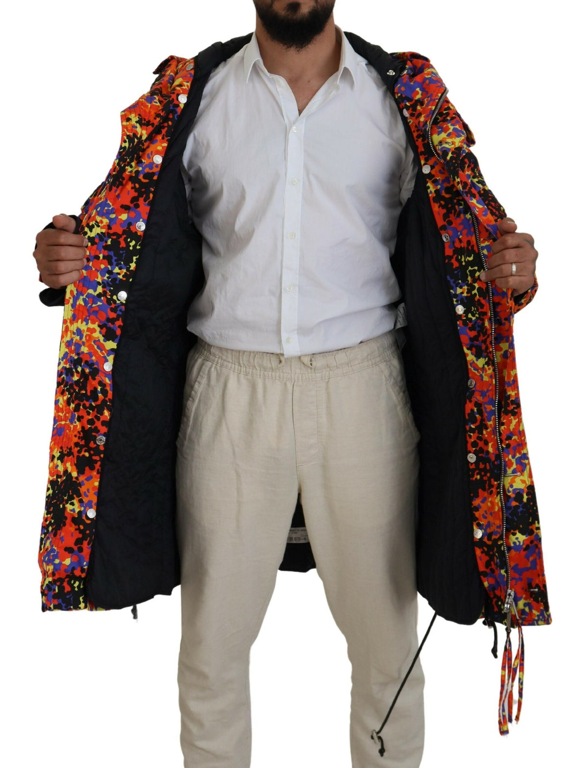 Manteau à capuche multicolore et poches cargo Dsquared²