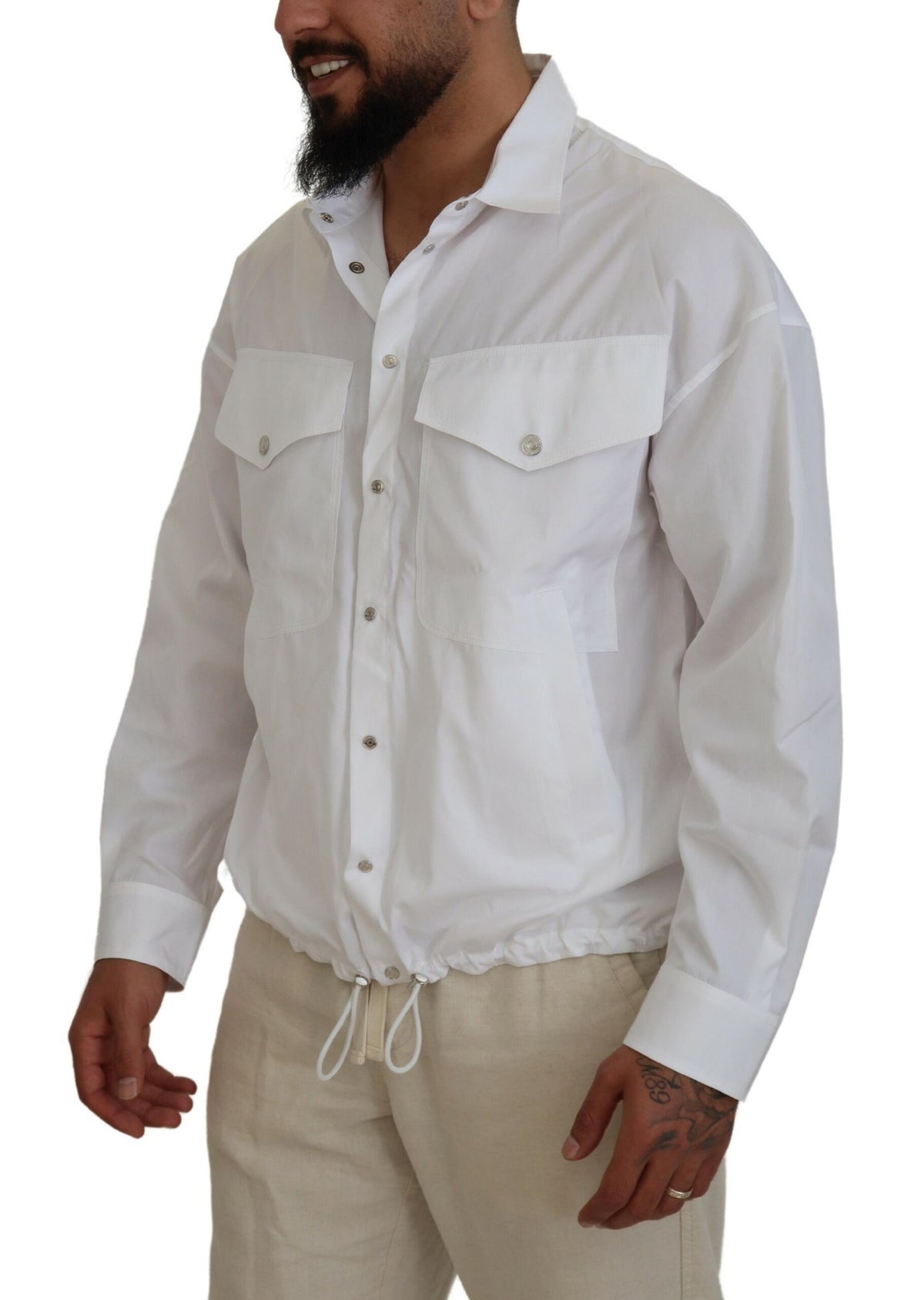 Veste décontractée à manches longues en coton blanc Dsquared² pour homme