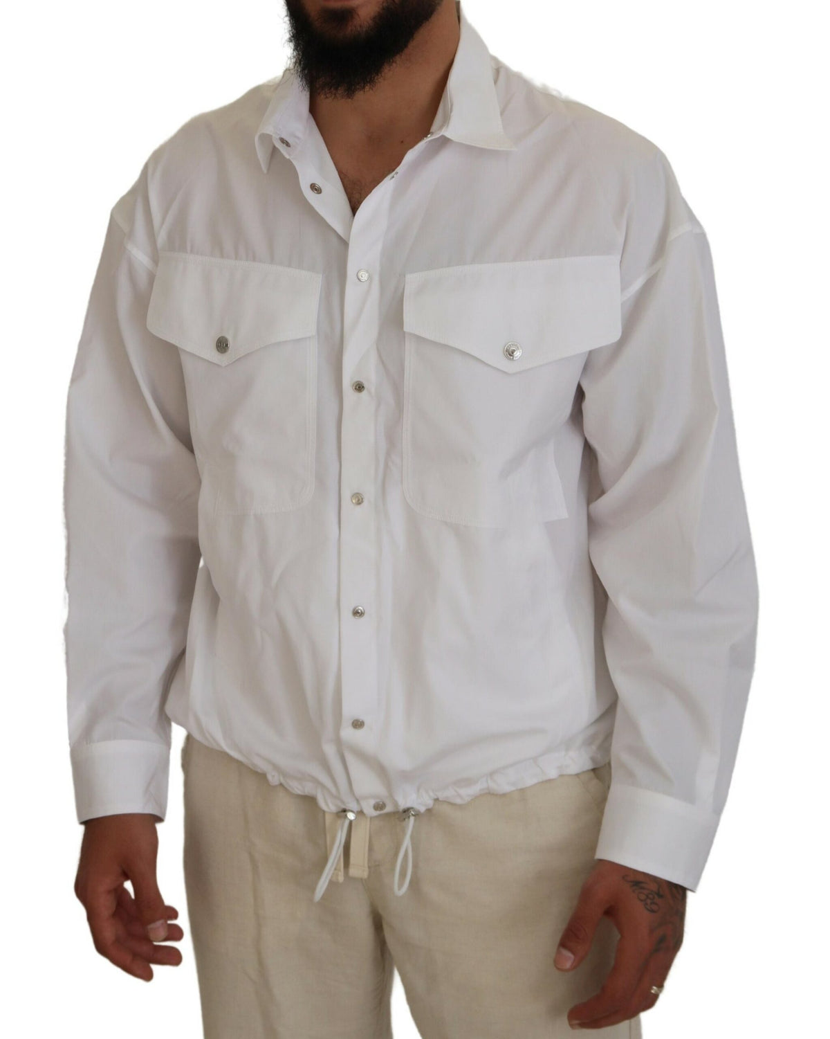 Veste décontractée à manches longues en coton blanc Dsquared² pour homme