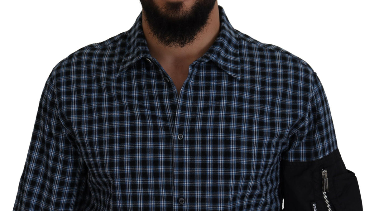 Camisa de manga larga para hombre con cuadros escoceses en los brazos, multicolor y negro de Dsquared²