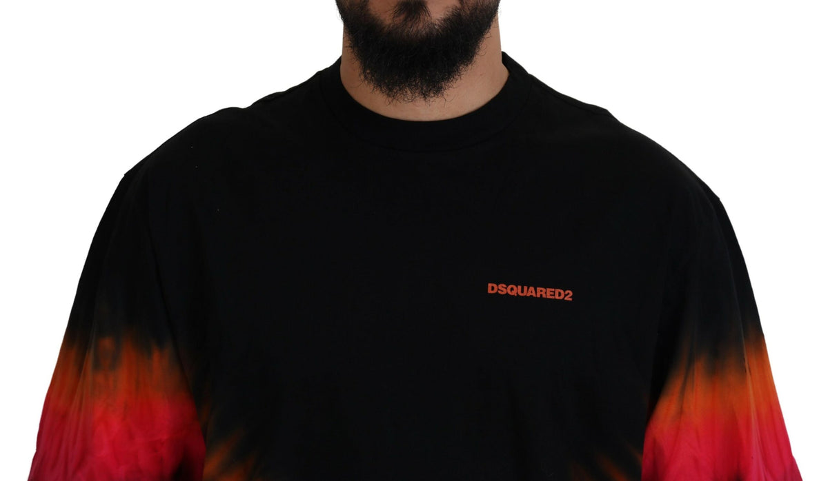 Camiseta de manga corta con cuello redondo y algodón en color naranja y negro de Dsquared²