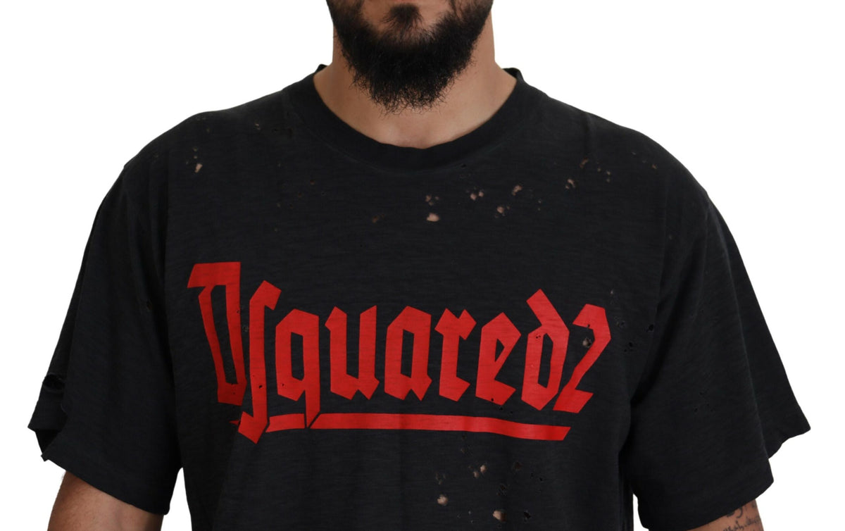 Camiseta de manga corta con cuello redondo en algodón negro de Dsquared²