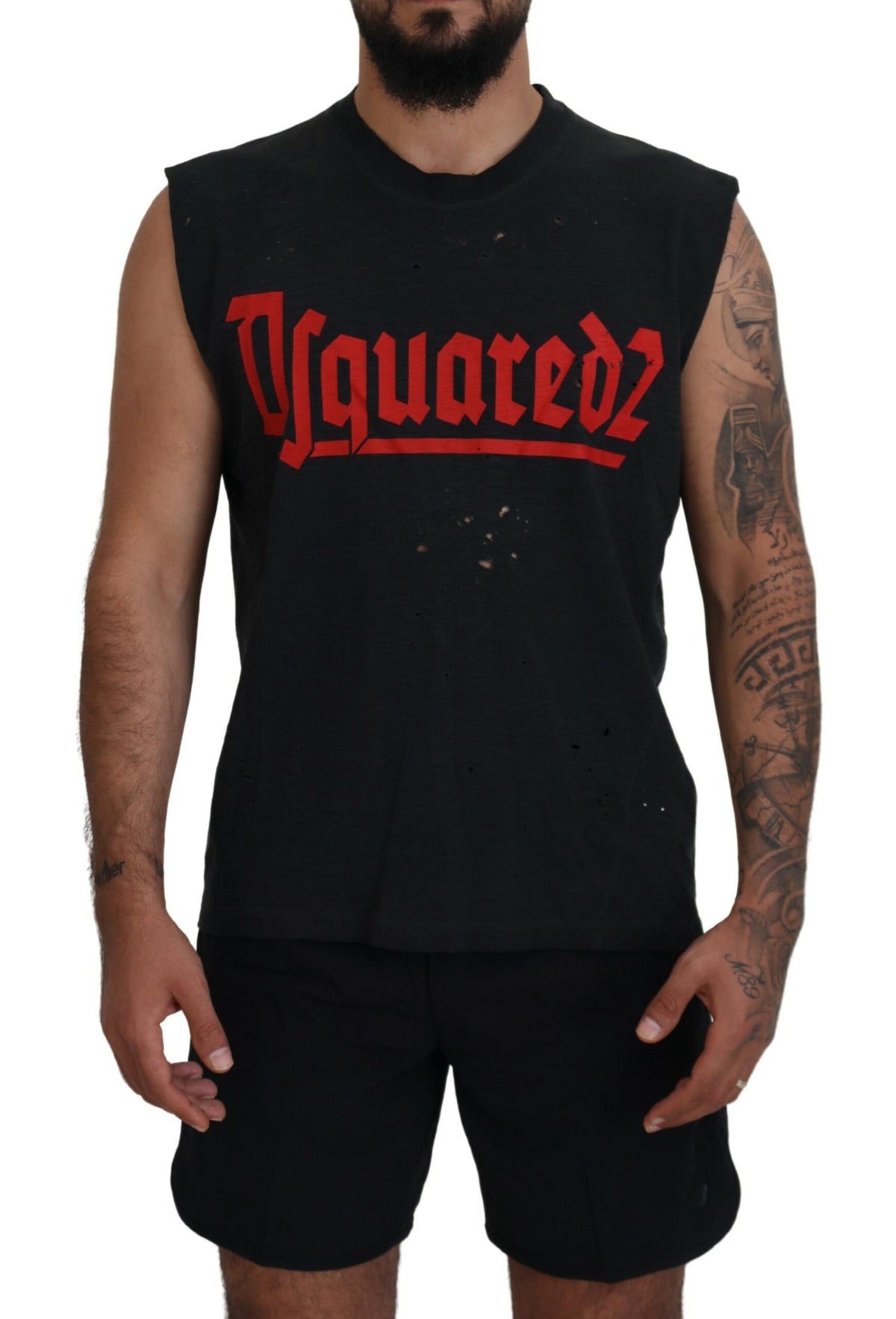 Camiseta sin mangas con cuello redondo de algodón negra de Dsquared²