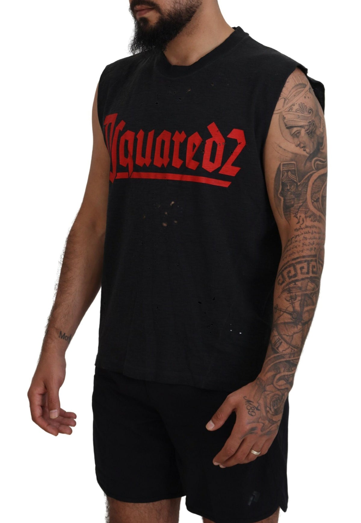 Camiseta sin mangas con cuello redondo de algodón negra de Dsquared²