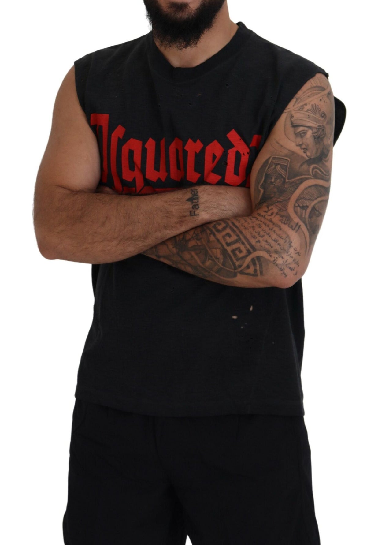 Camiseta sin mangas con cuello redondo de algodón negra de Dsquared²