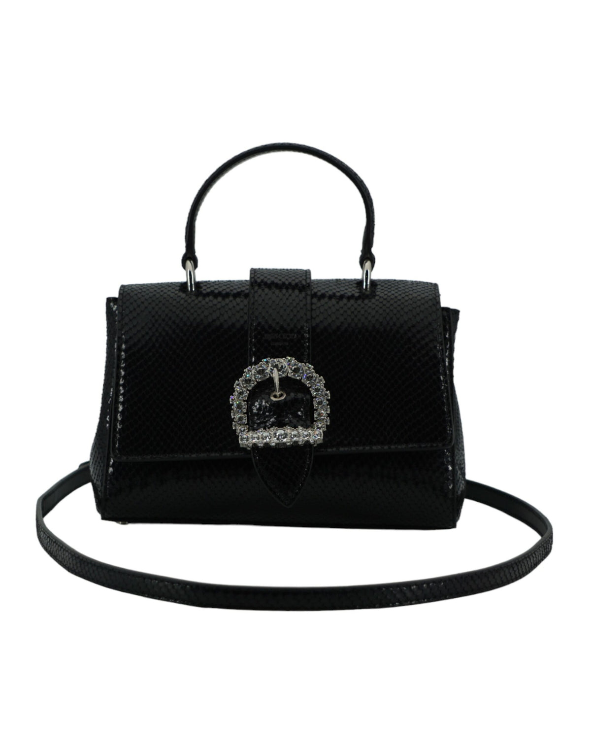 Bolso de hombro con asa superior de piel negra de Jimmy Choo