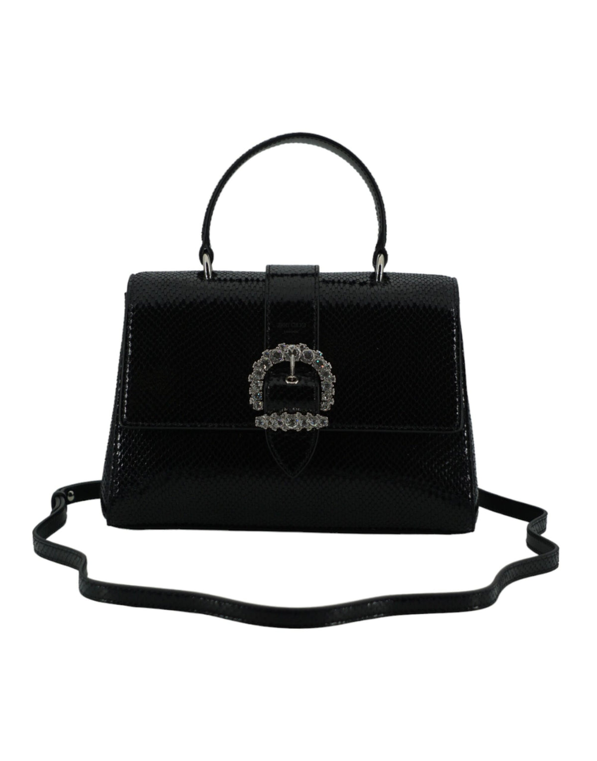 Bolso de hombro con asa superior de piel negra de Jimmy Choo