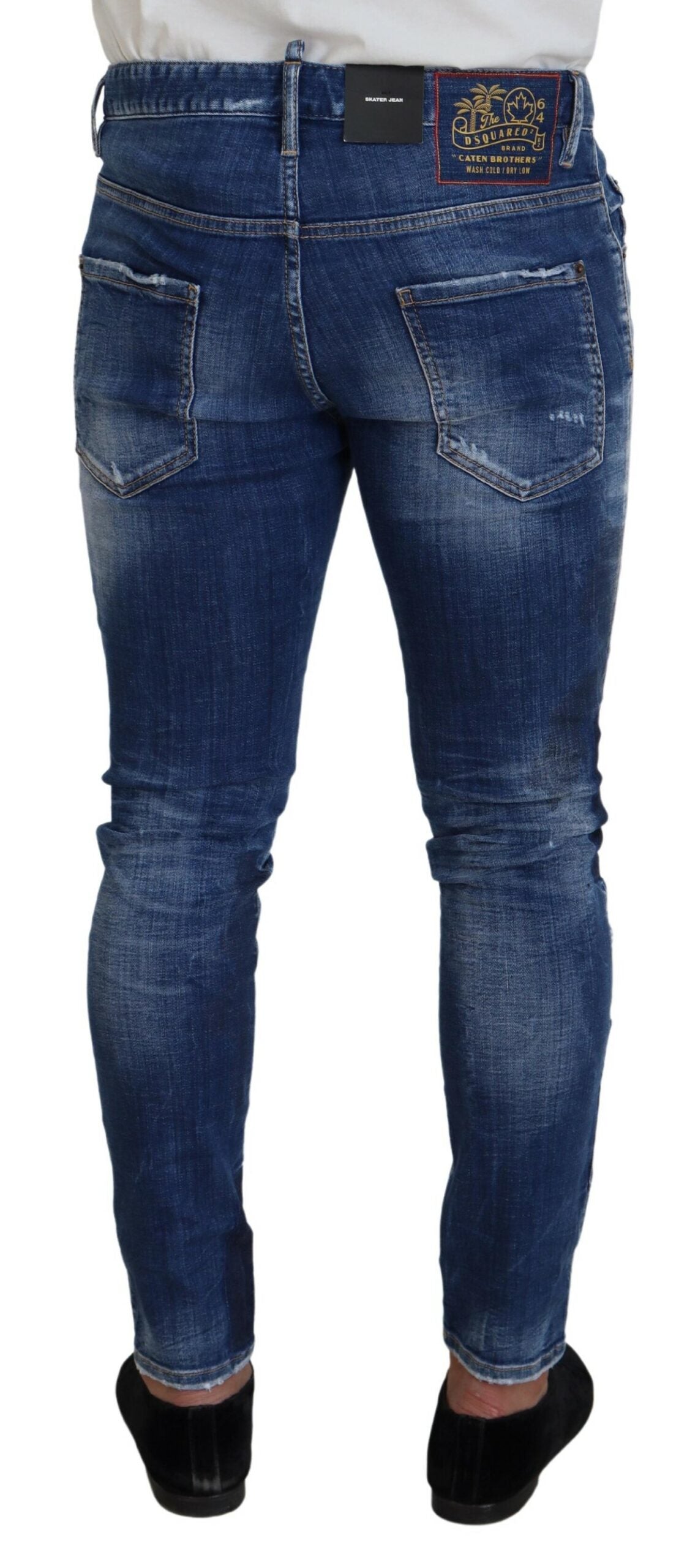 Jean skinny patchwork bleu délavé Dsquared² pour homme