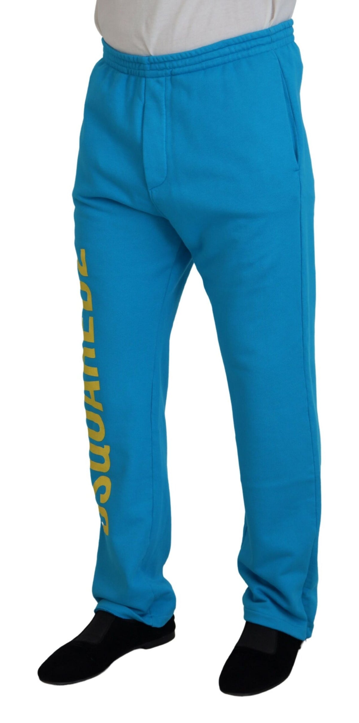 Pantalon décontracté en coton bleu clair avec logo imprimé Dsquared²