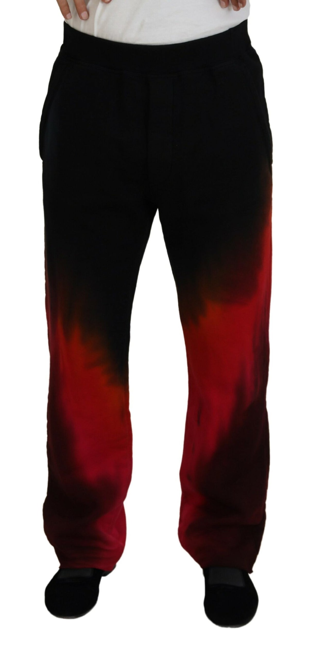 Pantalon décontracté en coton noir et rouge avec logo imprimé Dsquared²