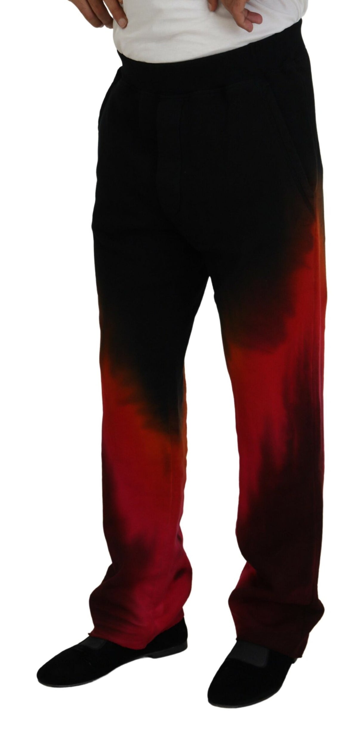 Pantalones casuales de algodón con estampado de logotipo en rojo y negro de Dsquared²