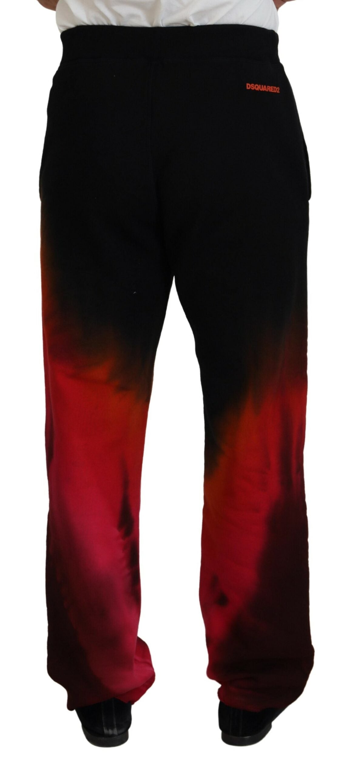 Pantalon décontracté en coton noir et rouge avec logo imprimé Dsquared²