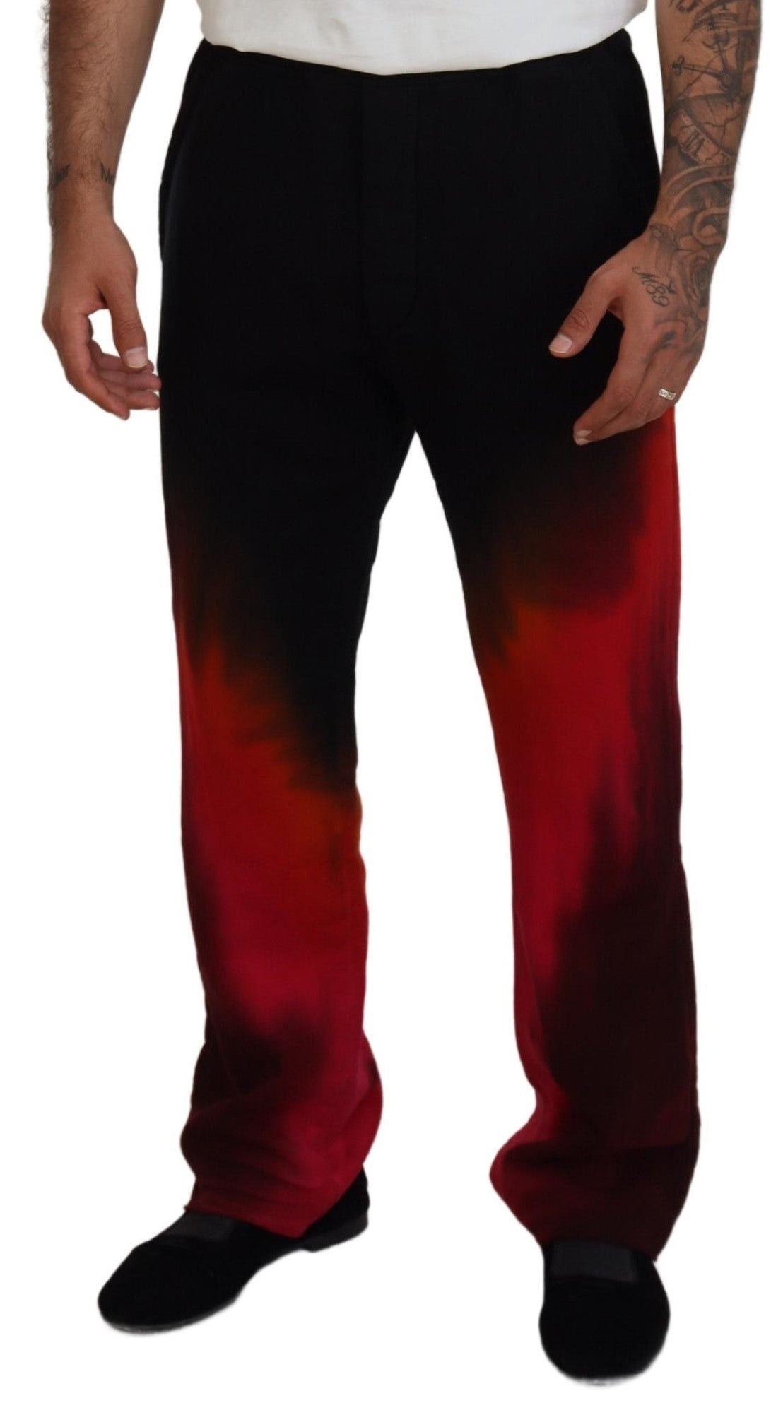 Pantalon décontracté en coton noir et rouge avec logo imprimé Dsquared²