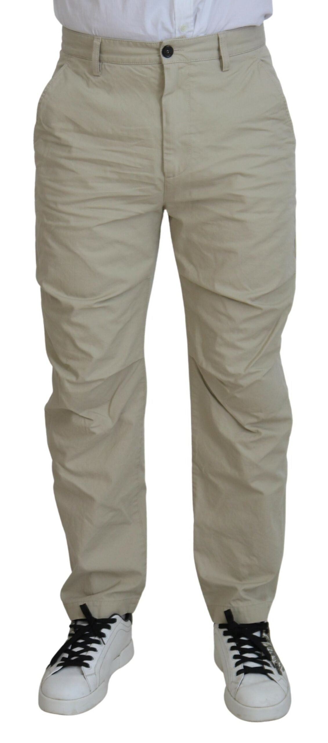 Pantalon décontracté coupe droite en coton beige Dsquared² pour homme