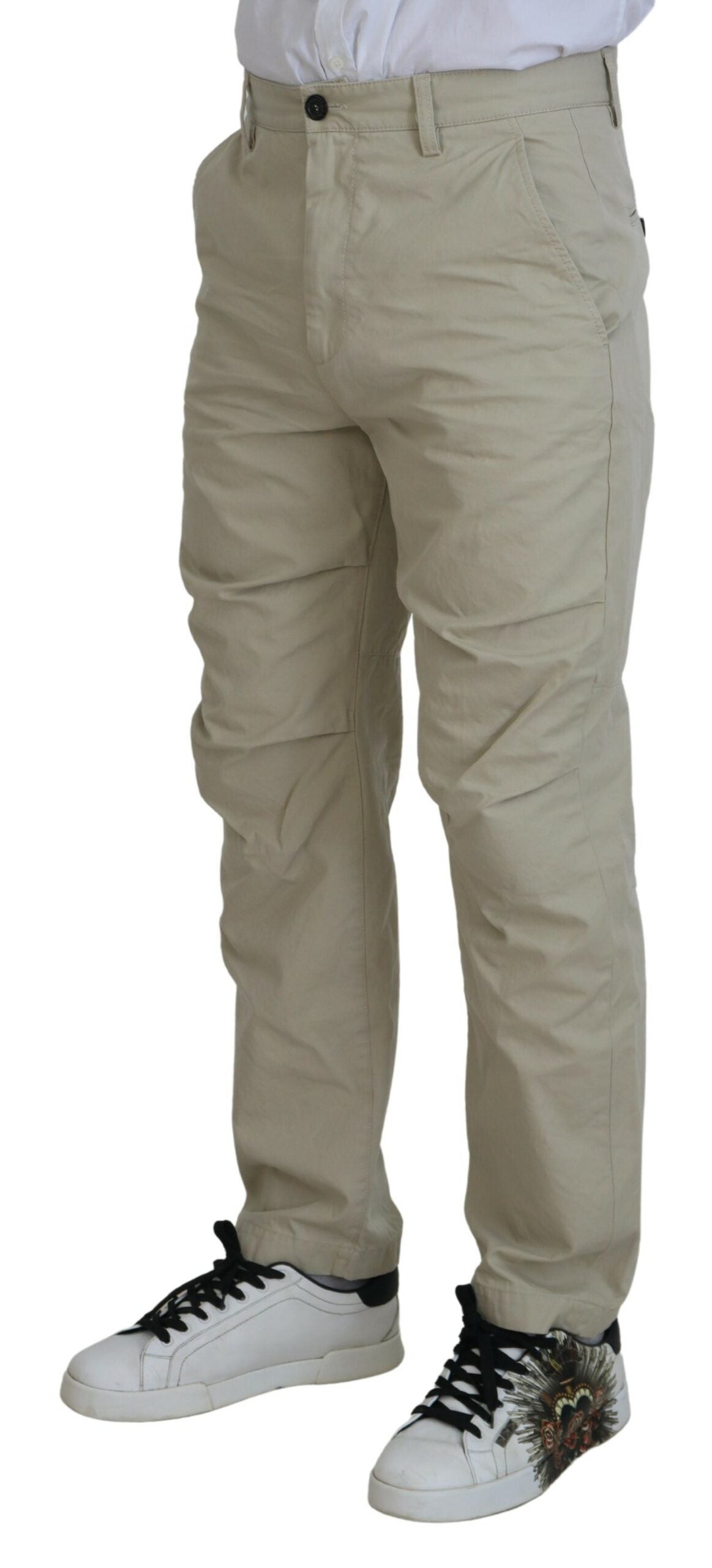 Pantalon décontracté coupe droite en coton beige Dsquared² pour homme