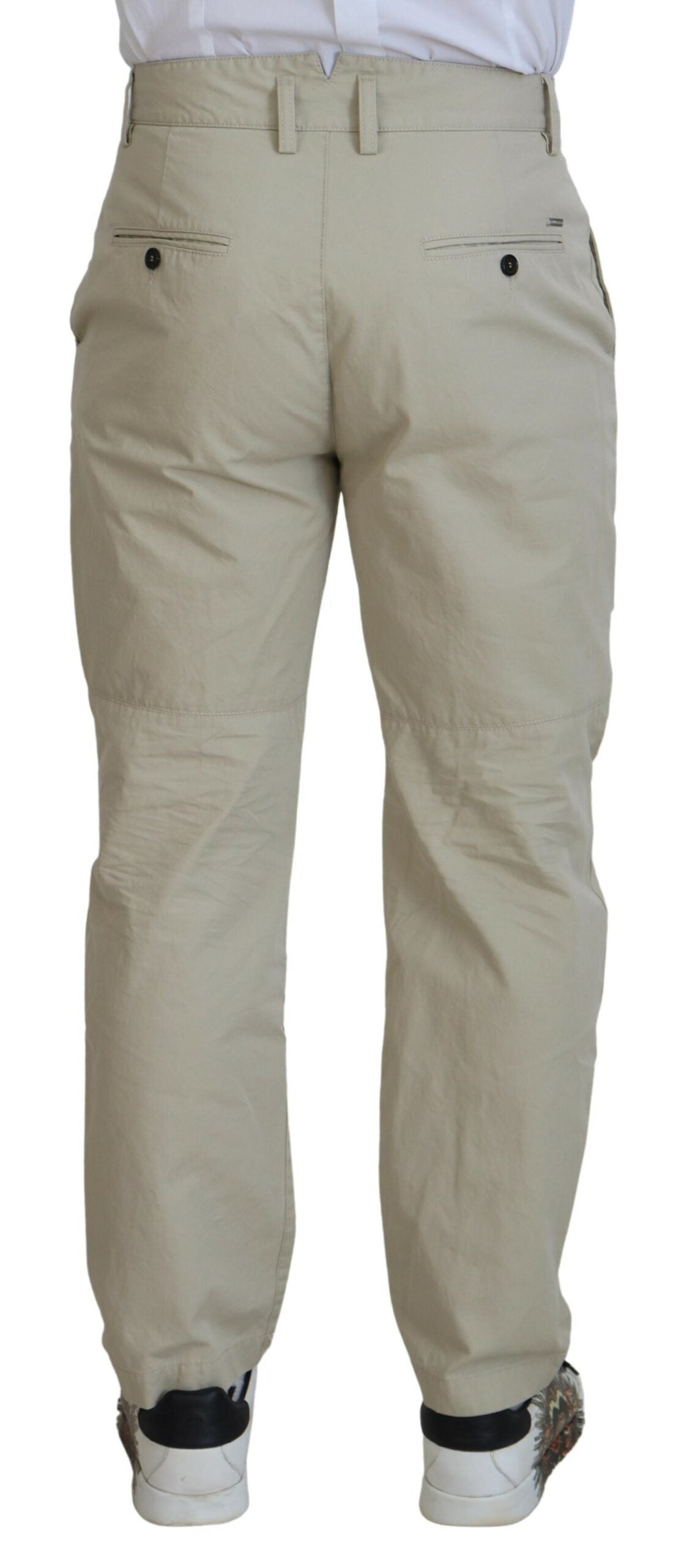 Pantalones casuales de corte recto en algodón beige para hombre de Dsquared²