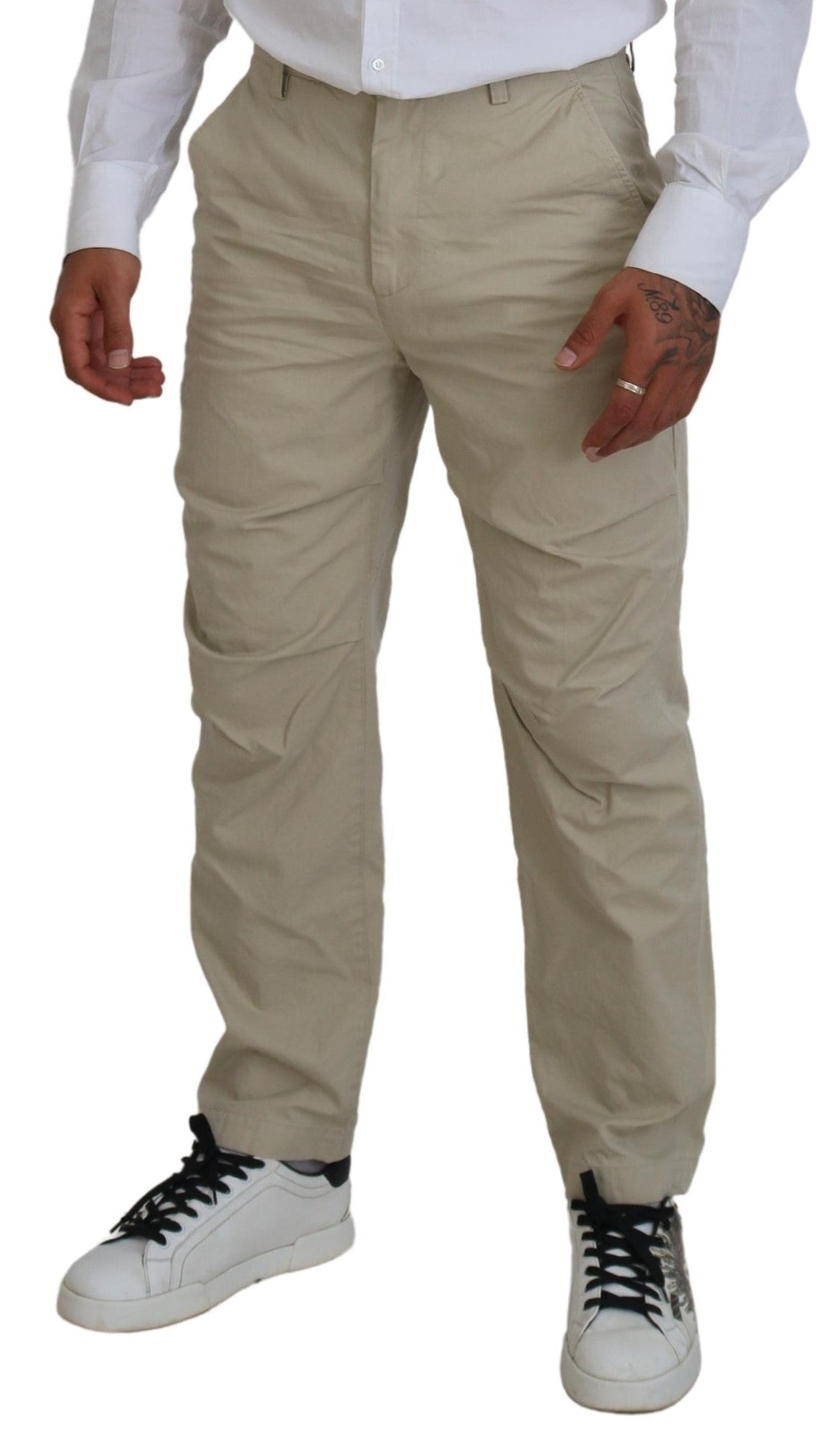 Pantalon décontracté coupe droite en coton beige Dsquared² pour homme