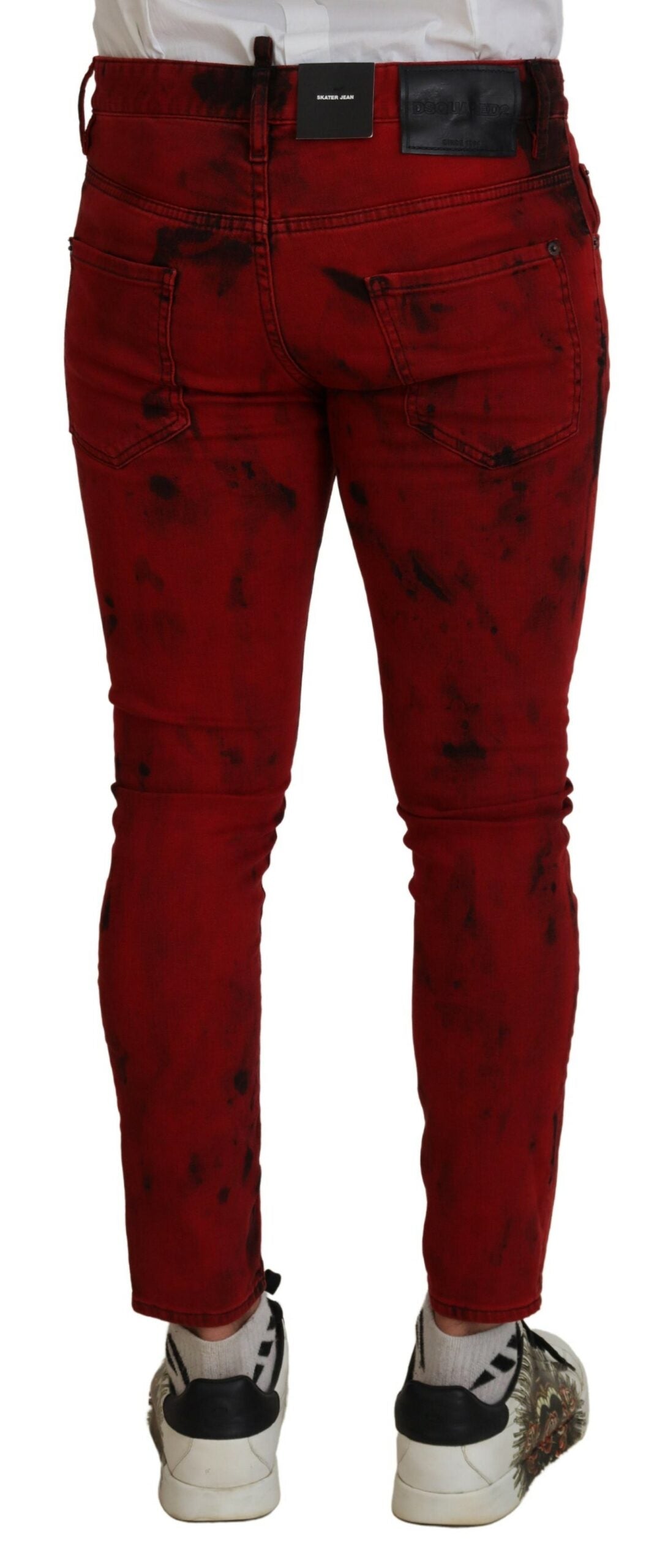 Jean skinny décontracté en coton rouge tie dye Dsquared²