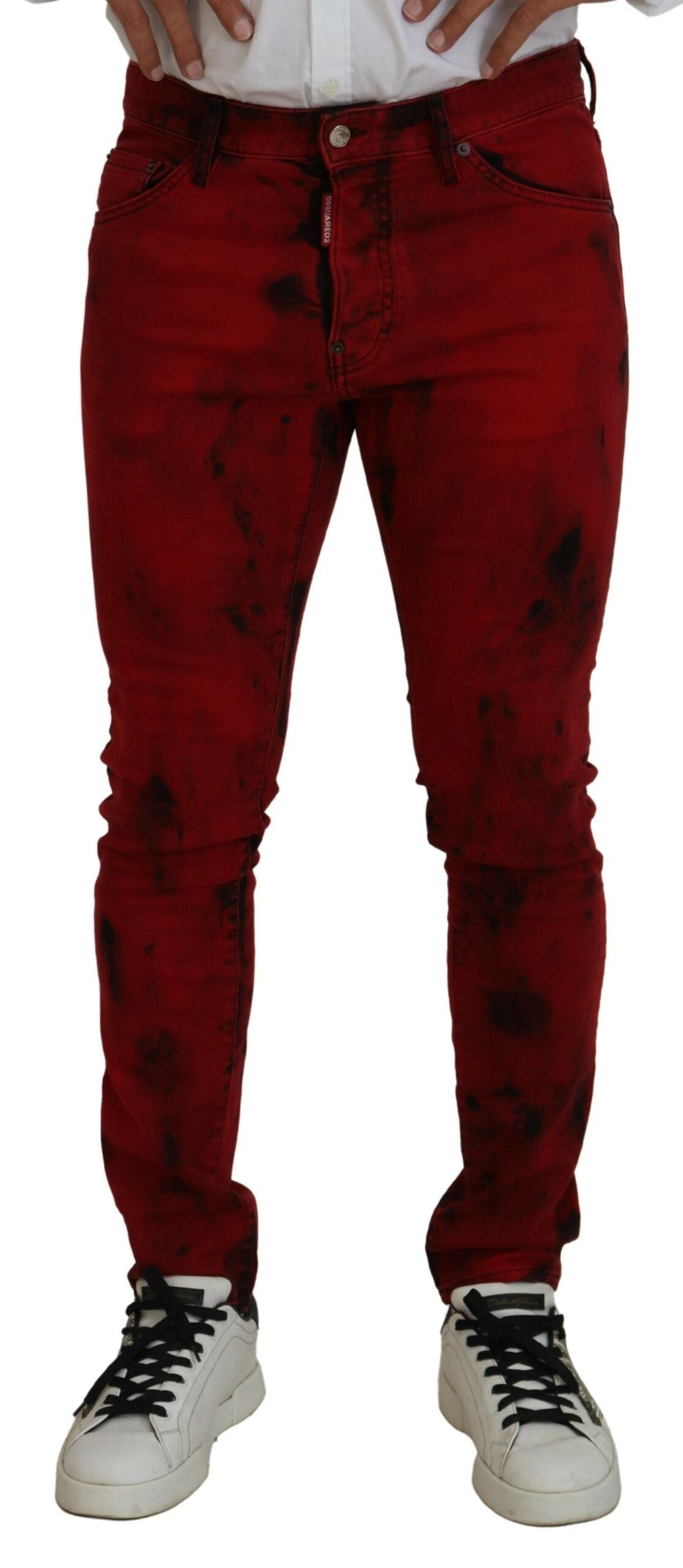 Jean skinny décontracté en coton rouge Dsquared² pour homme