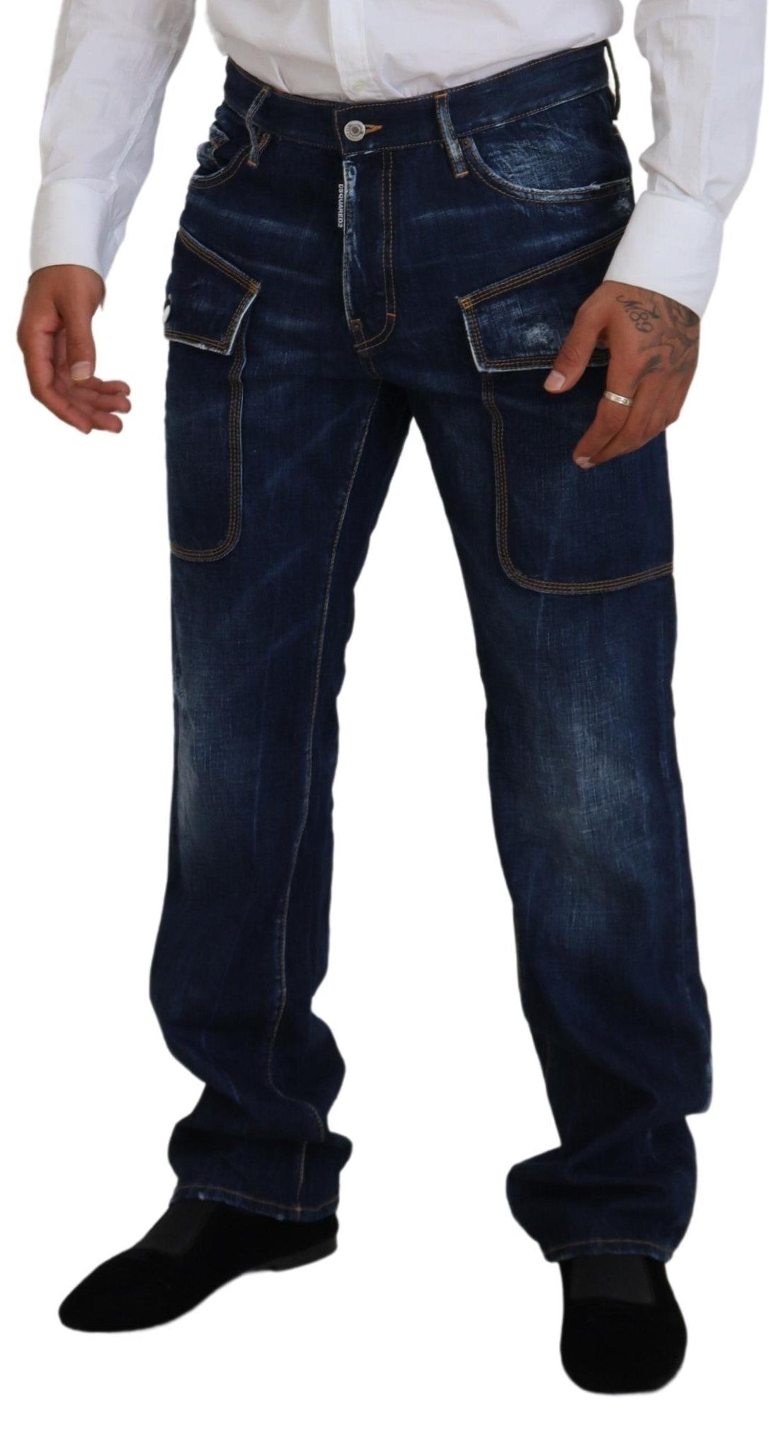 Jean cargo décontracté en coton délavé bleu Dsquared² pour homme