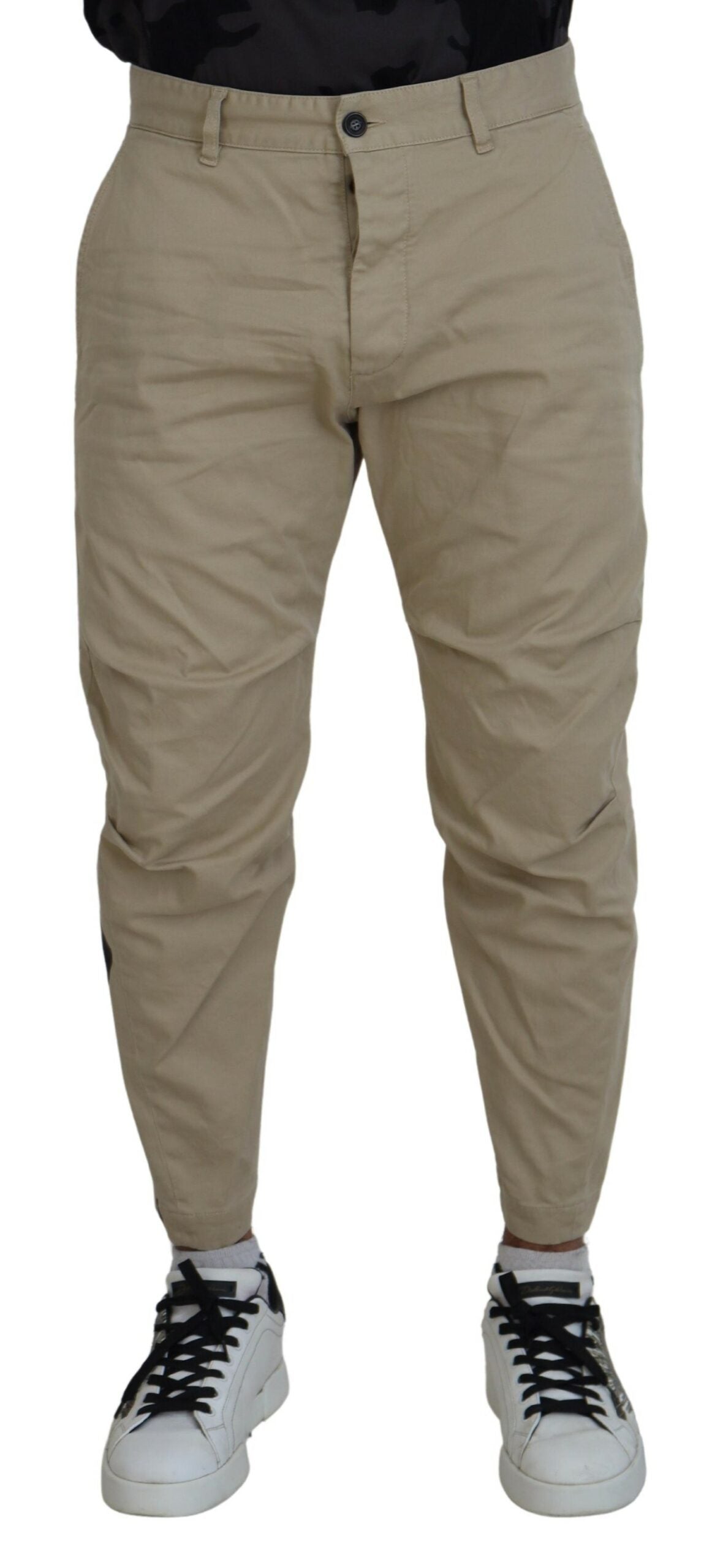 Pantalones casuales de algodón con estampado en color beige para hombre de Dsquared²