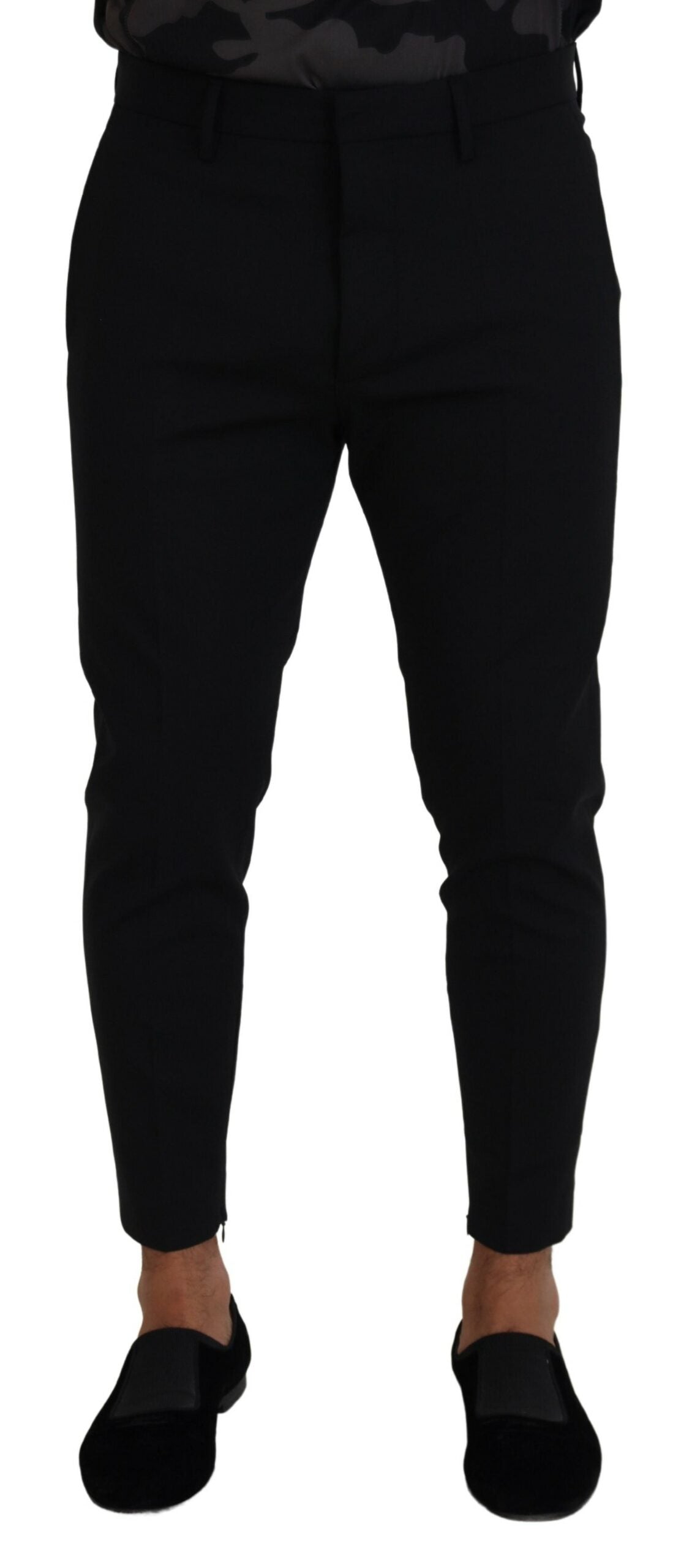 Pantalones ajustados y cónicos de lana negros para hombre de Dsquared²