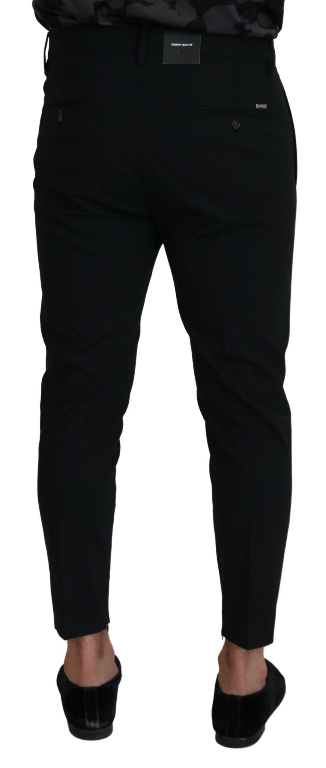 Pantalones ajustados y cónicos de lana negros para hombre de Dsquared²