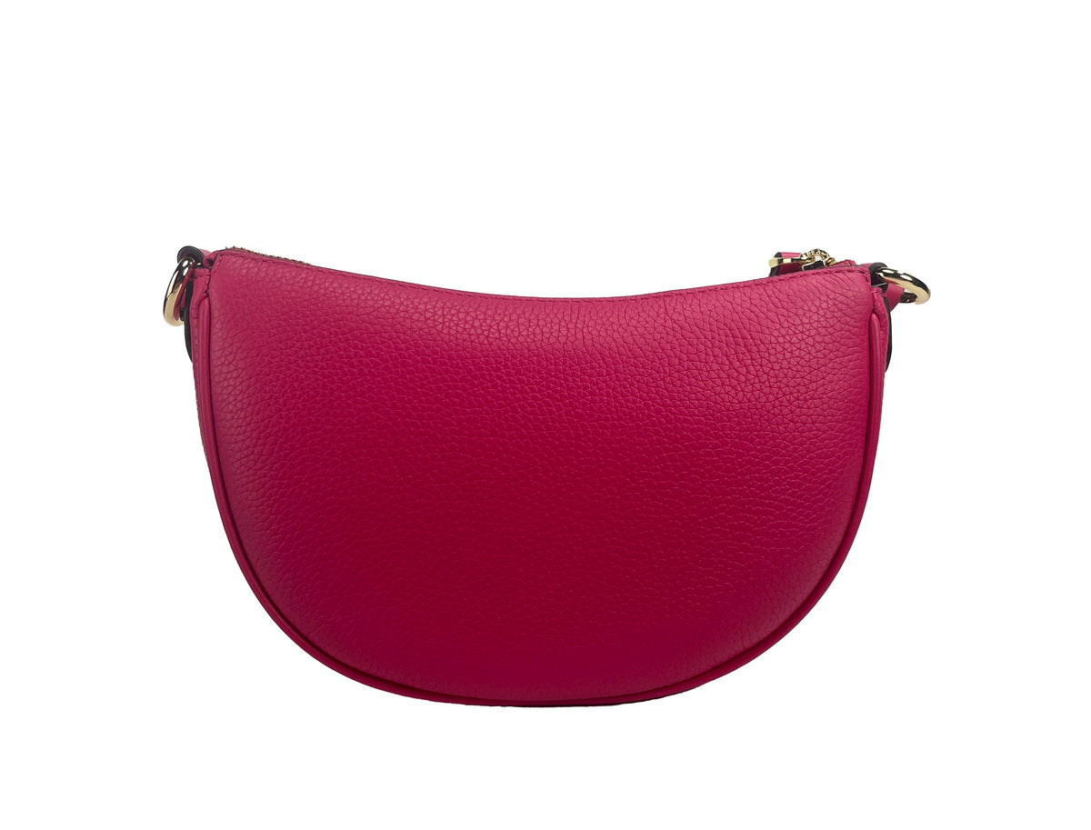 Bolso bandolera pequeño con forma de media luna en color rosa Dover de Michael Kors