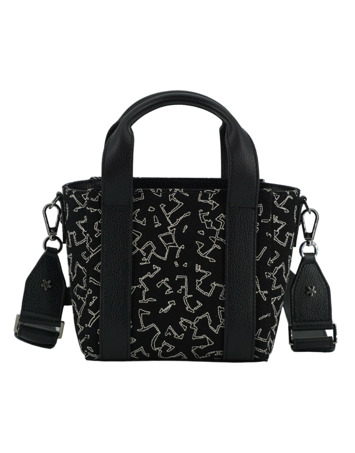 Bolso tote pequeño de lona y cuero negro de Jimmy Choo