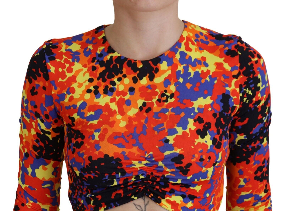 Blusa corta de manga larga con estampado multicolor de Dsquared²