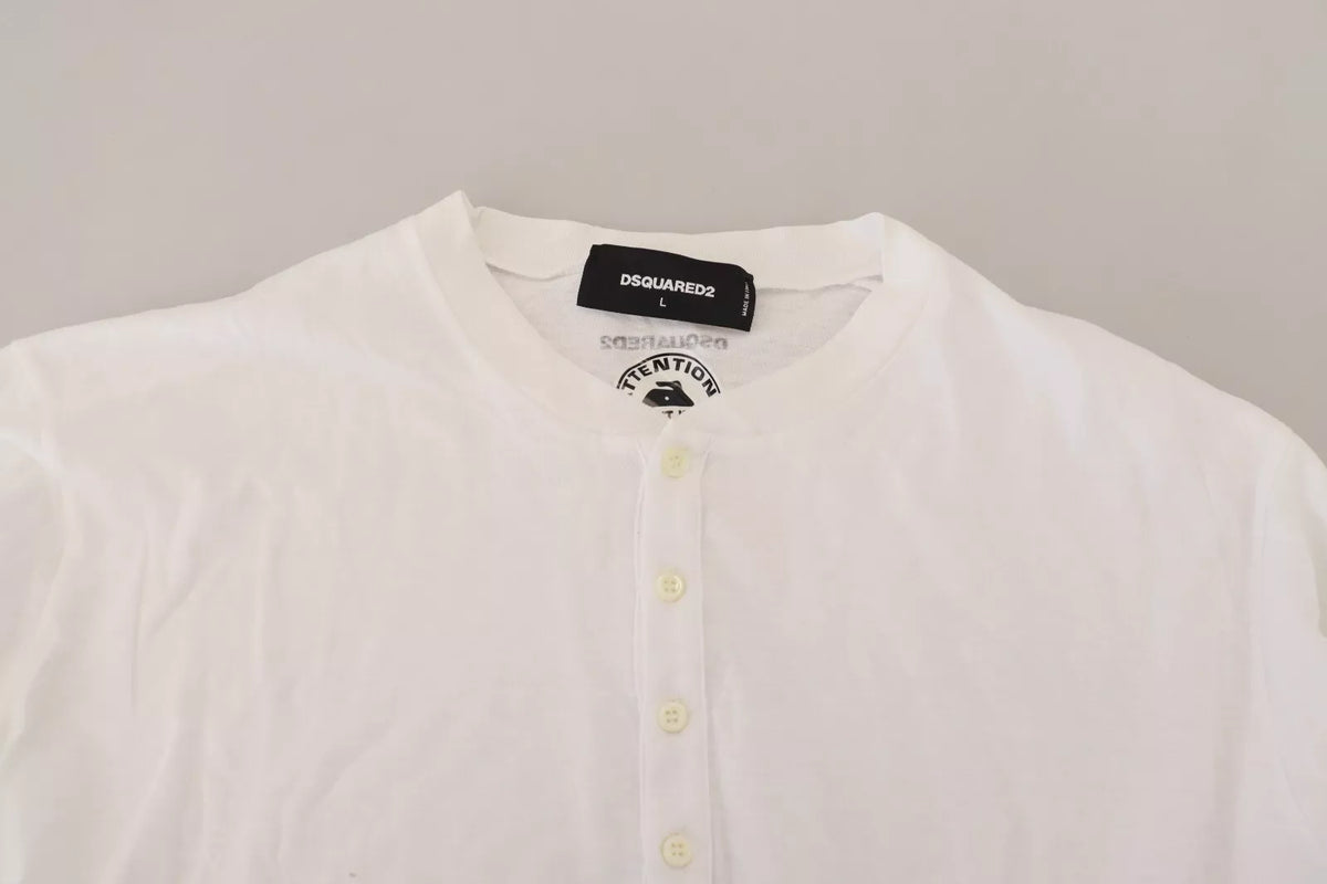 Pull à manches longues en coton et lin blanc Dsquared²