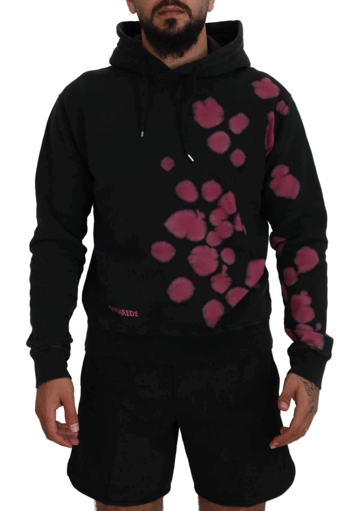 Sudadera con capucha y efecto tie-dye de algodón en color negro de Dsquared²