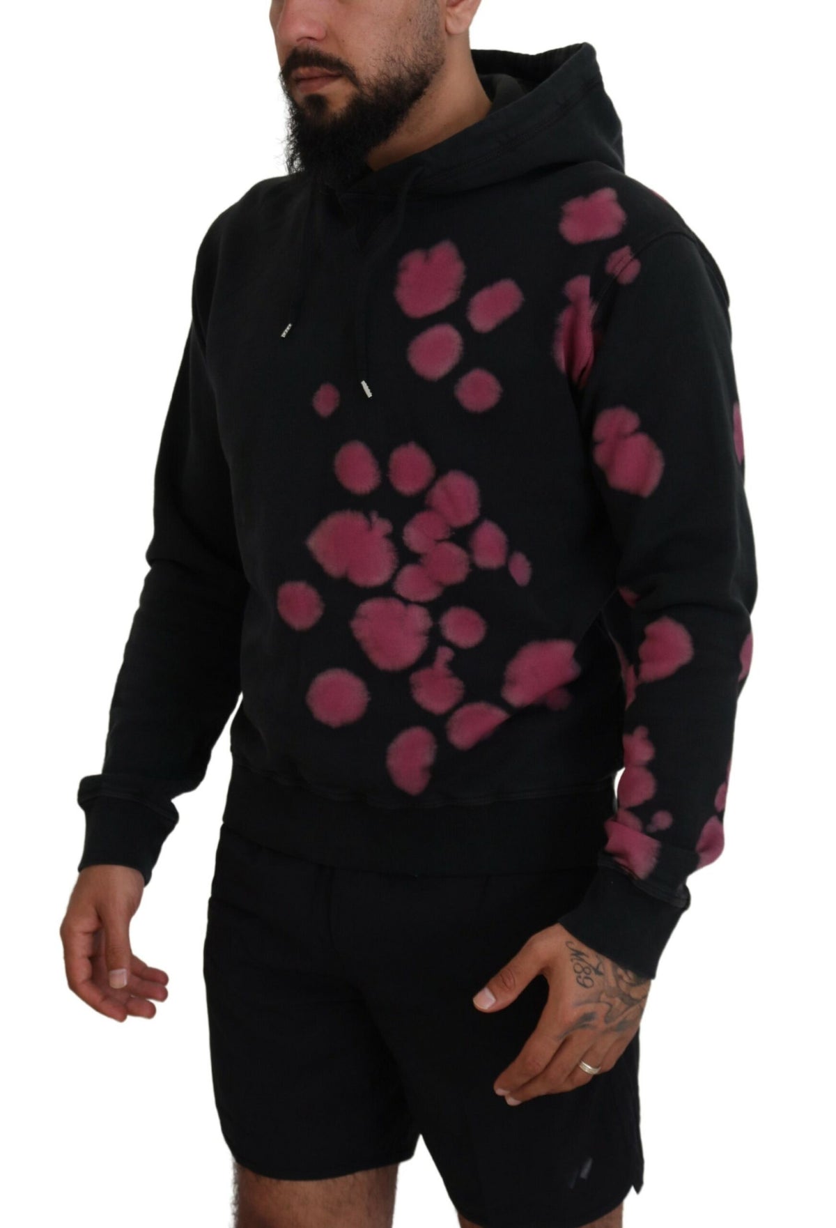 Sudadera con capucha y efecto tie-dye de algodón en color negro de Dsquared²