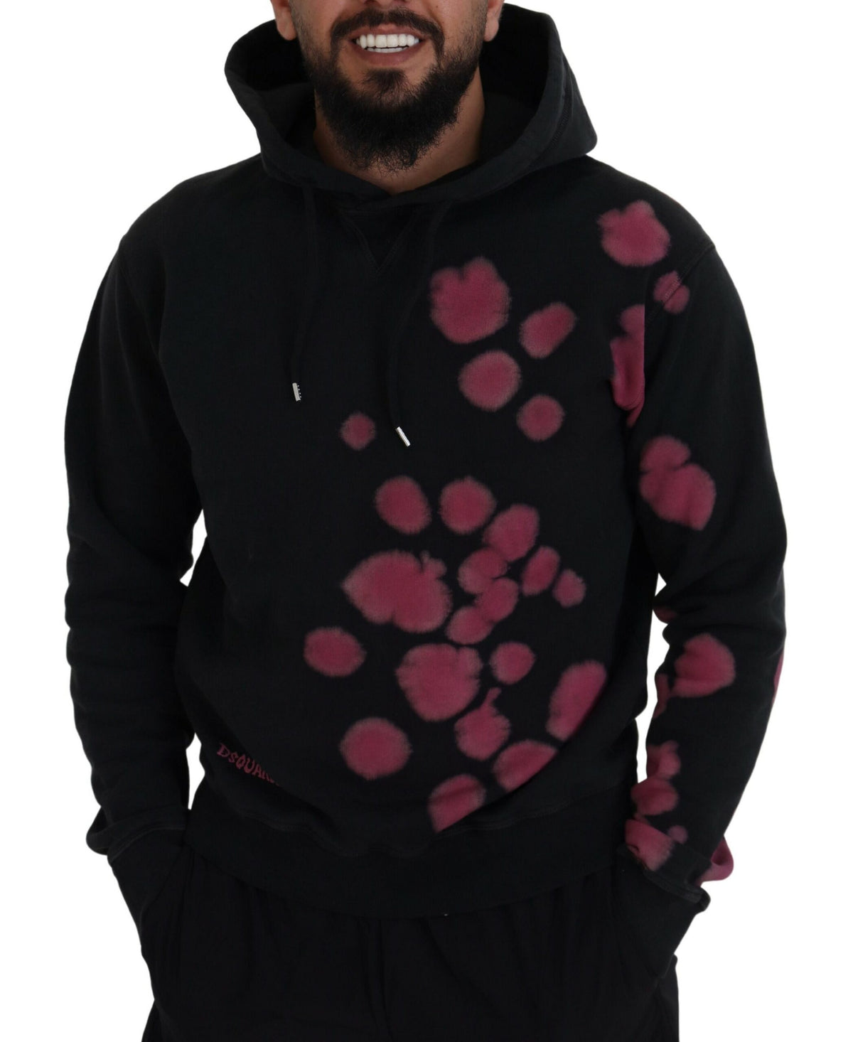 Sudadera con capucha y efecto tie-dye de algodón en color negro de Dsquared²