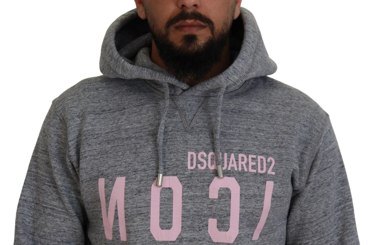 Pull à capuche imprimé en coton gris Dsquared² pour homme