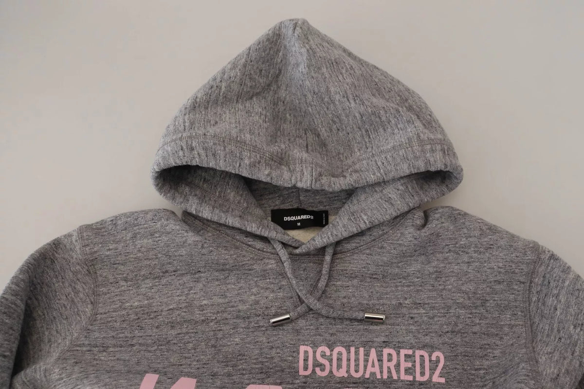 Suéter con capucha y estampado de algodón gris para hombre de Dsquared²