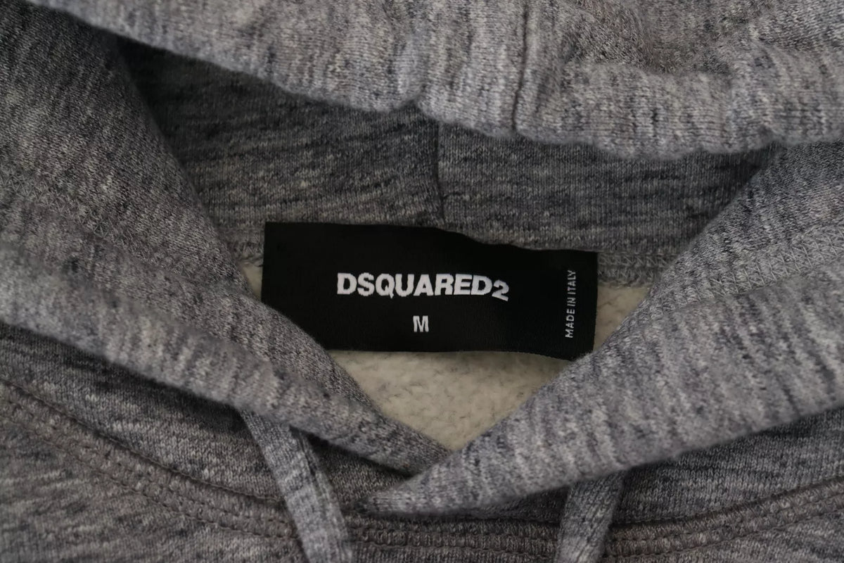 Pull à capuche imprimé en coton gris Dsquared² pour homme