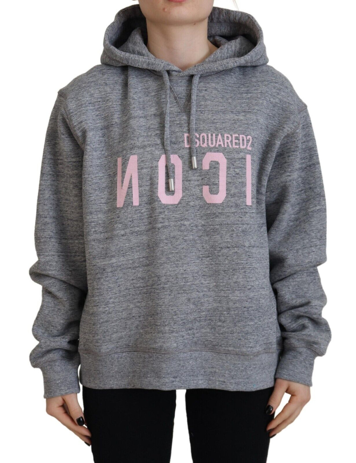 Pull à capuche et manches longues pour femme avec logo imprimé gris Dsquared²