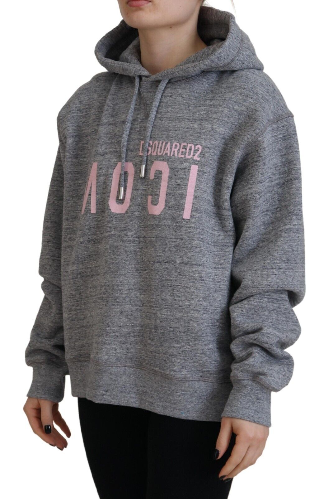 Pull à capuche et manches longues pour femme avec logo imprimé gris Dsquared²