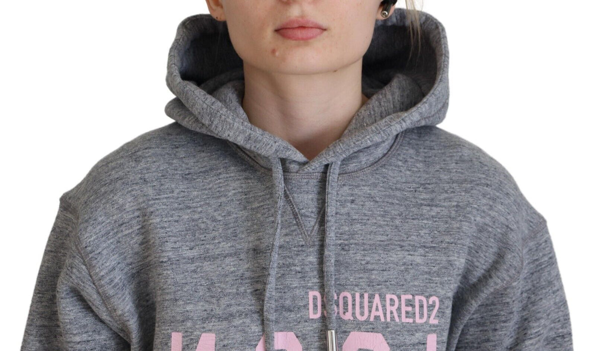 Pull à capuche et manches longues pour femme avec logo imprimé gris Dsquared²