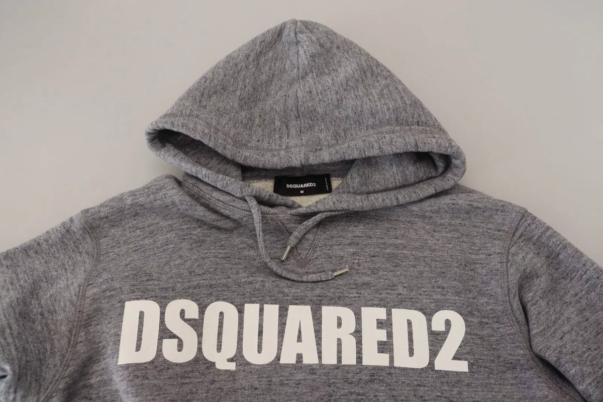 Pull à capuche en coton gris avec logo imprimé Dsquared² pour homme