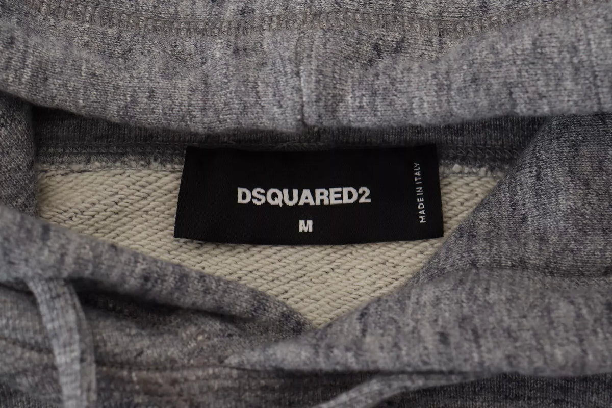 Pull à capuche en coton gris avec logo imprimé Dsquared² pour homme