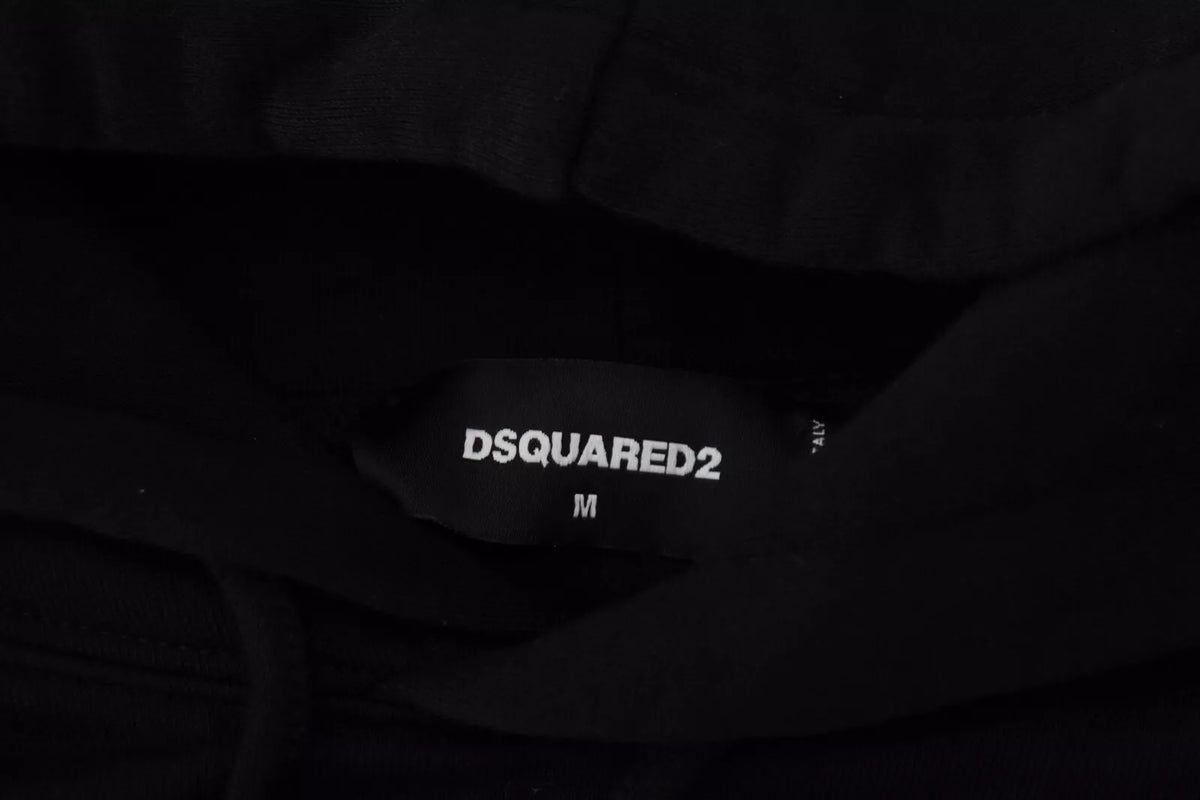 Pull à capuche en coton noir imprimé pour homme Dsquared²