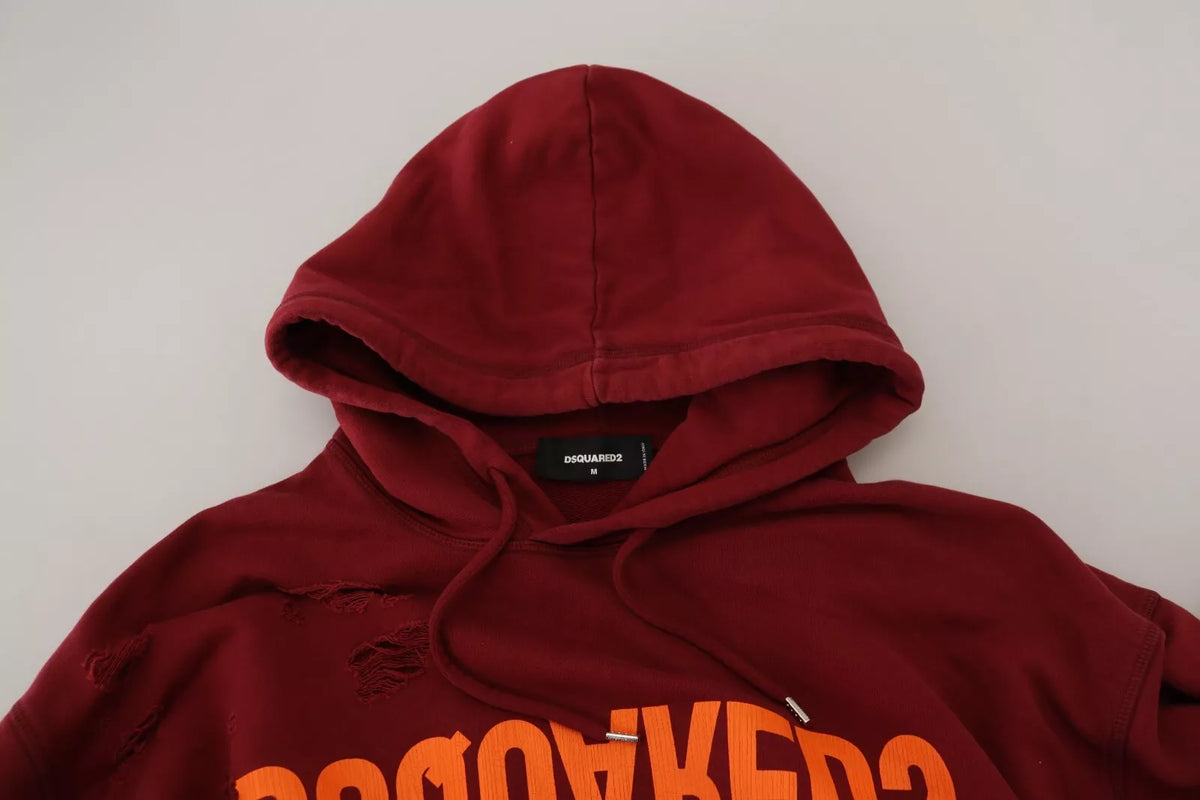 Pull à capuche imprimé en coton marron Dsquared²