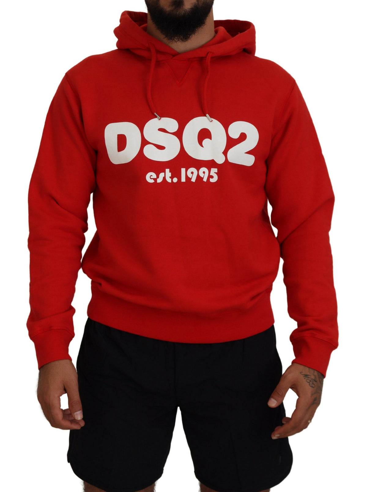 Pull à capuche en coton rouge imprimé pour homme Dsquared²