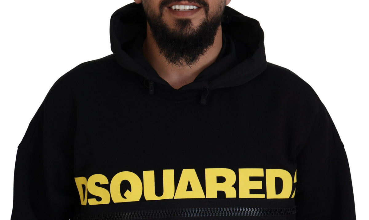 Pull à capuche imprimé en coton noir Dsquared²