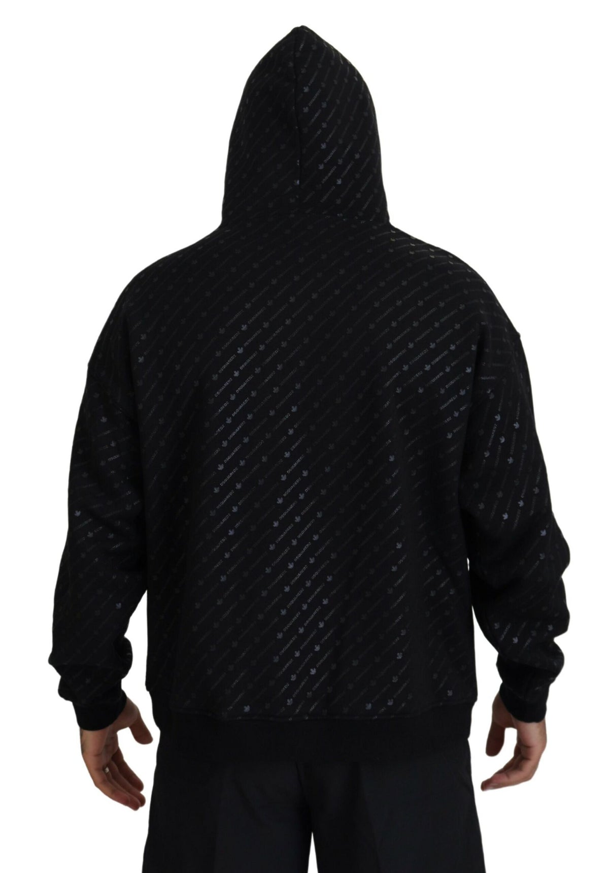 Pull à capuche en coton noir imprimé pour homme Dsquared²