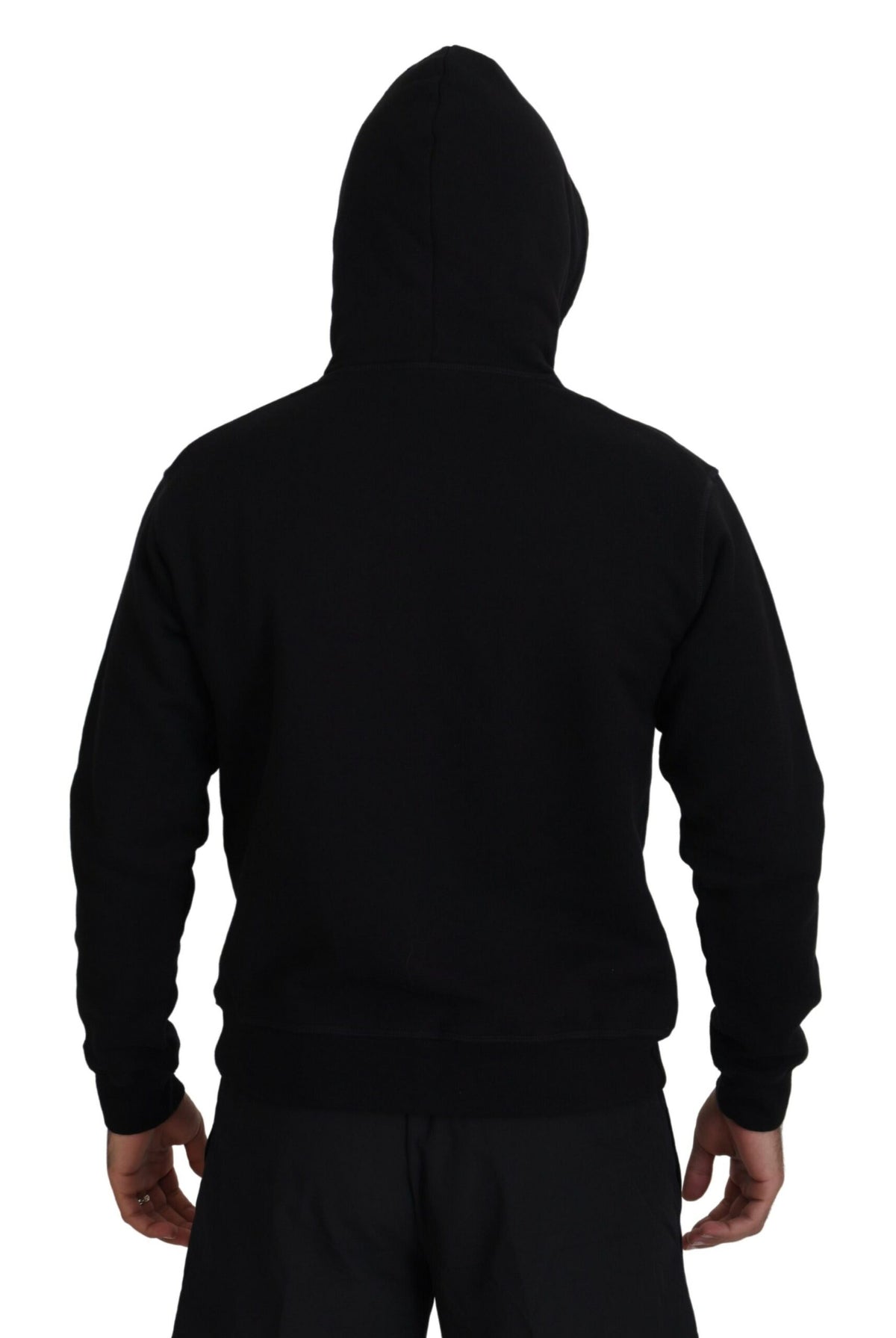 Pull à capuche en coton noir imprimé pour homme Dsquared²