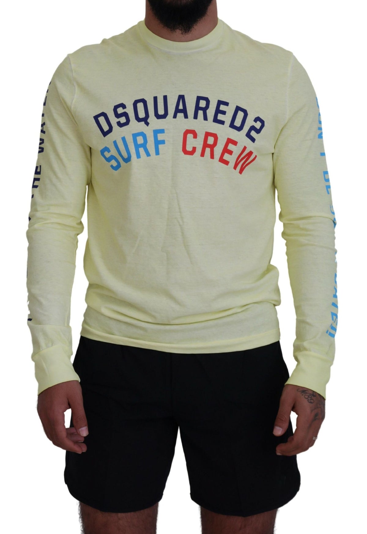 Dsquared² Yellow Colorful Print Long Sleeves Top T-shirt